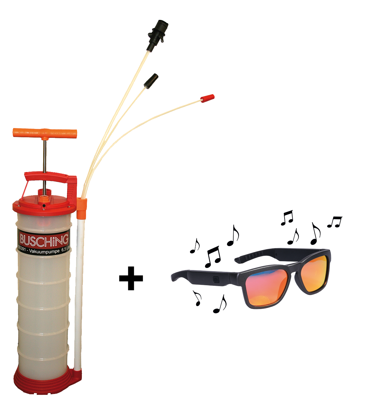 Vakuumpumpe und Sound-Sonnenbrille